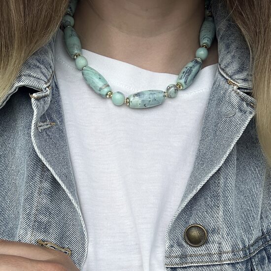 Kaklo papuošalas: Blue Agate