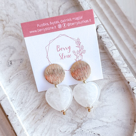 Auskarai: White Heart